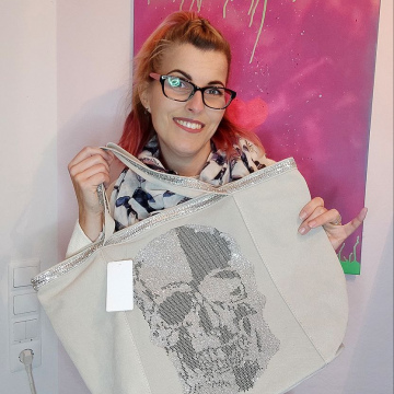 Glitzer Totenkopf Tasche