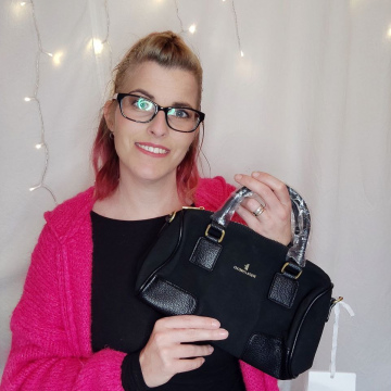 Kunstwildleder-Handtasche Schwarz